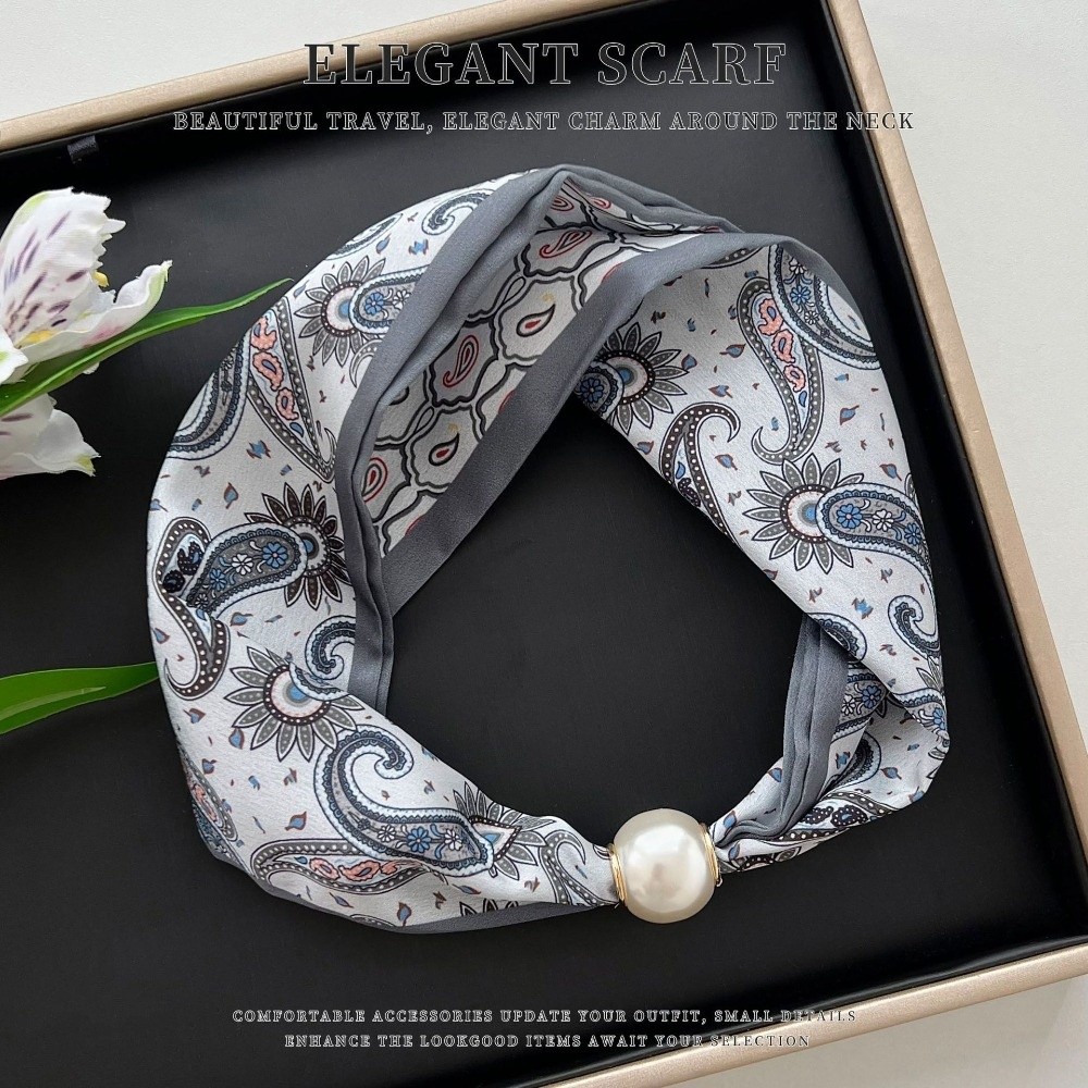 Élégant foulard en soie perlée - Silk Neck Scarf avis et prix