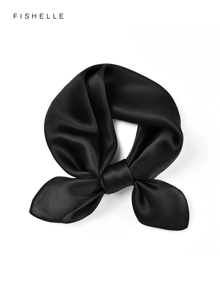 Couleur unie noir pure soie éc - Silk Neck Scarf avis et prix