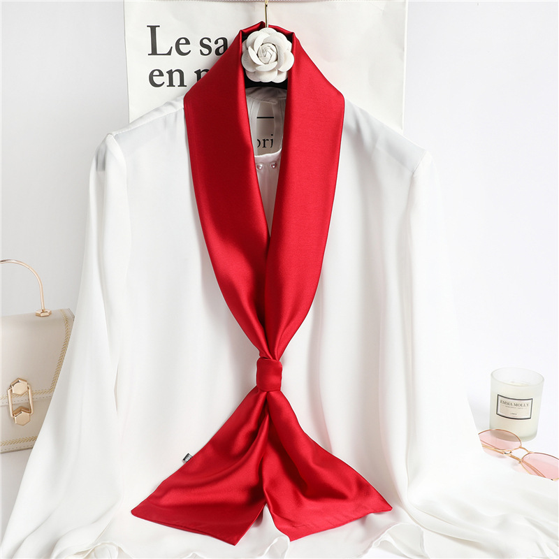 Écharpe longue en soie unie ro - Ascot Neck Scarf avis et prix
